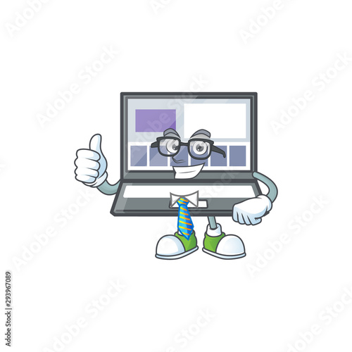 Businessman technology laptop with character mascot shape
