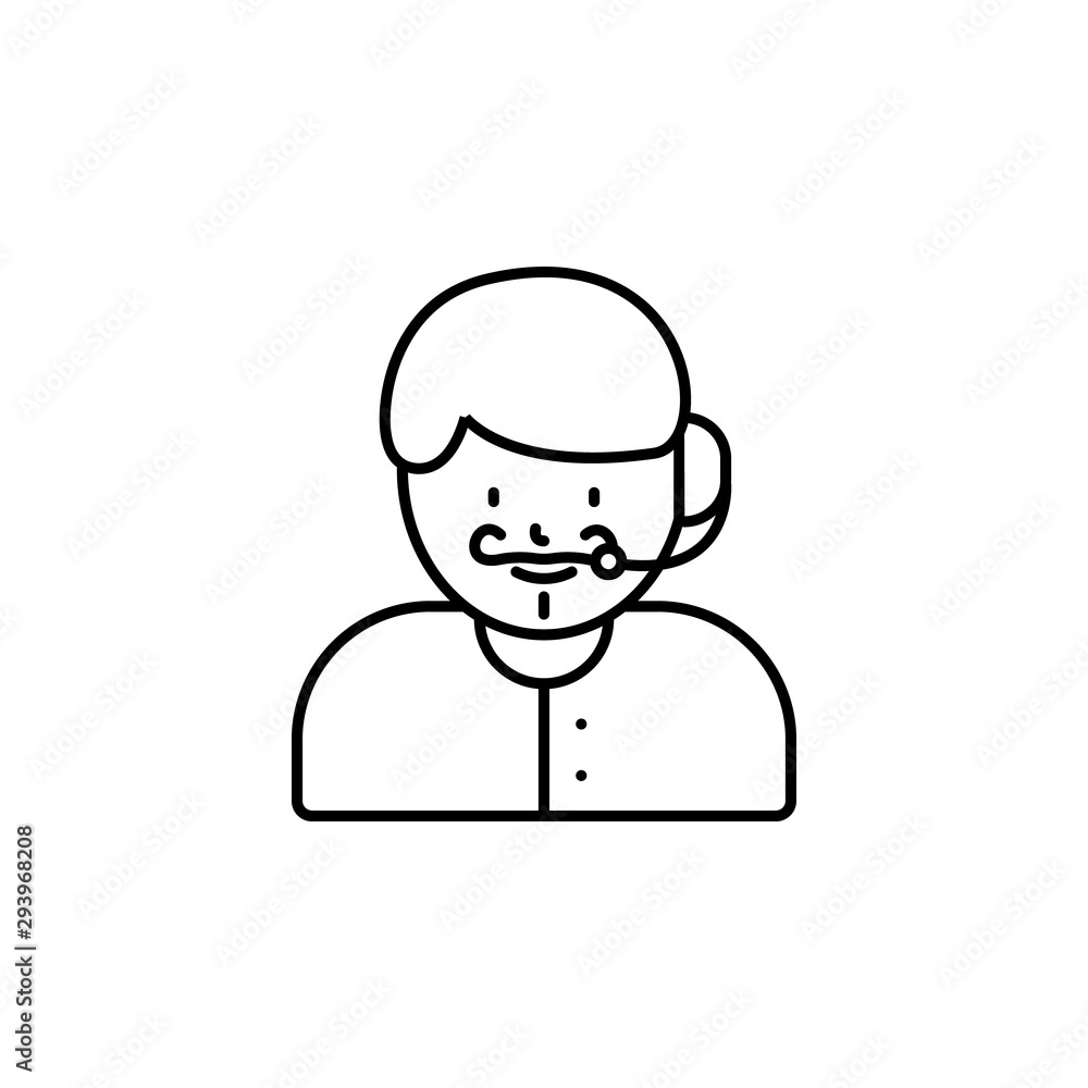 call center, avatar line icon on white background call center, avatar line icon on white background
