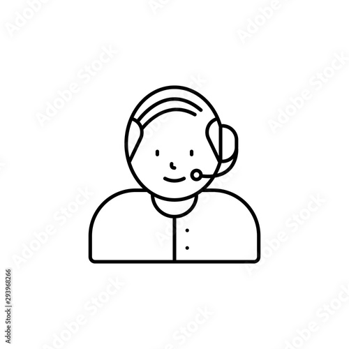 call center, avatar line icon on white background