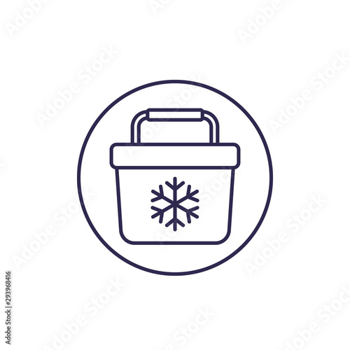 Portable fridge line icon on white