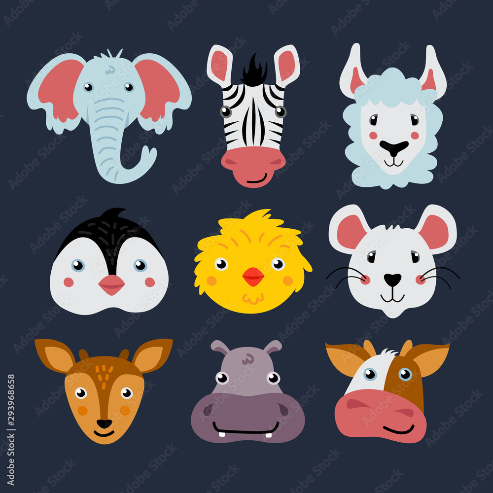Set of cute vector animals Set of cute vector animals