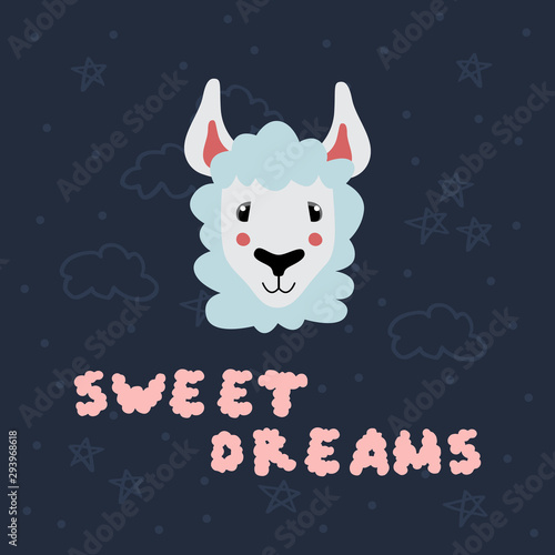 Cute vector alpaca poster
