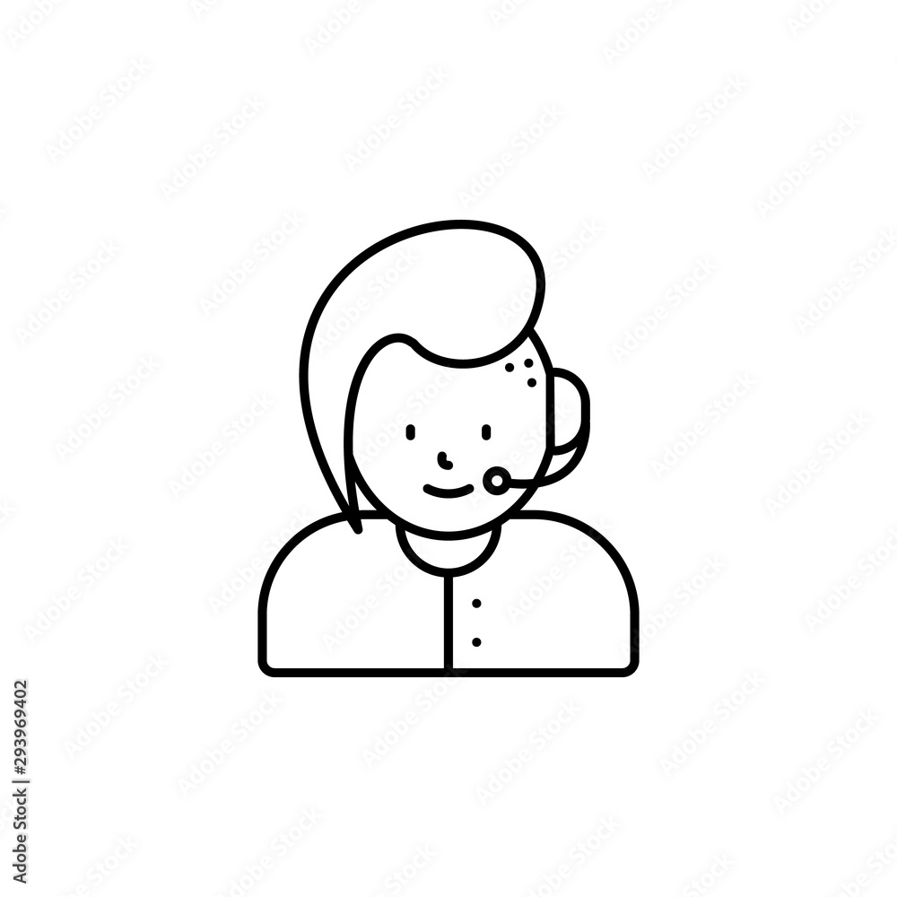 call center, avatar, girl line icon on white background call center, avatar, girl line icon on white background