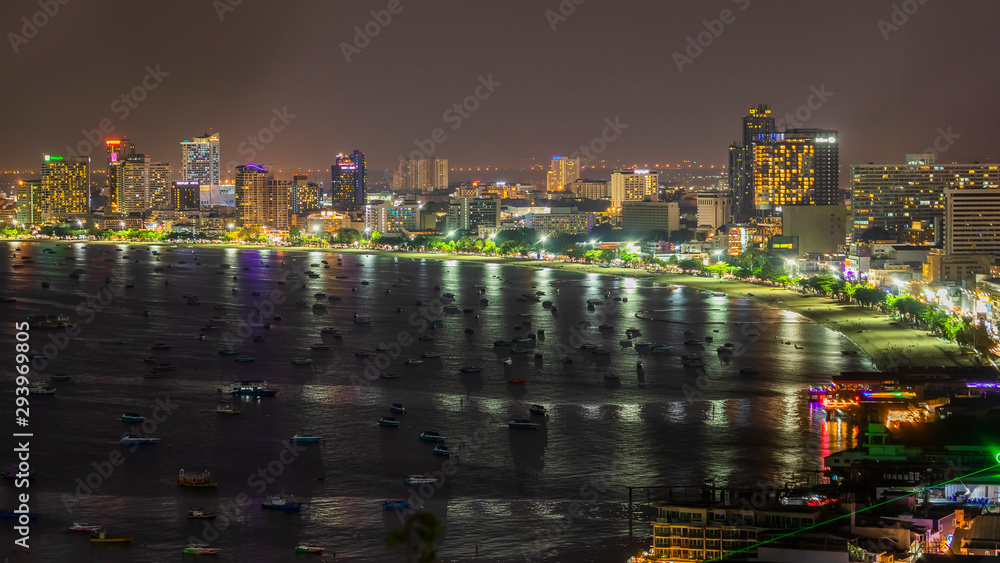 view of Pattaya city at night