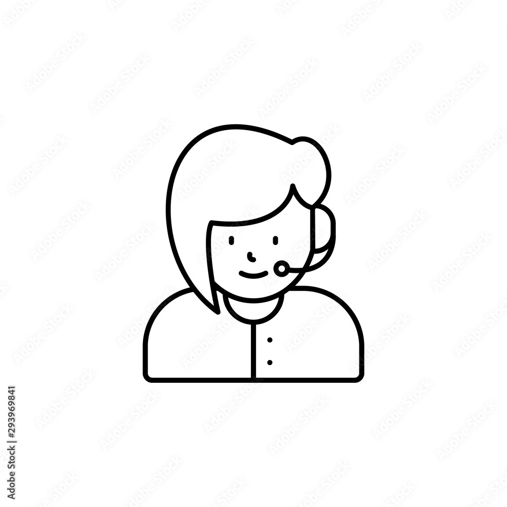 call center, avatar, girl line icon on white background call center, avatar, girl line icon on white background