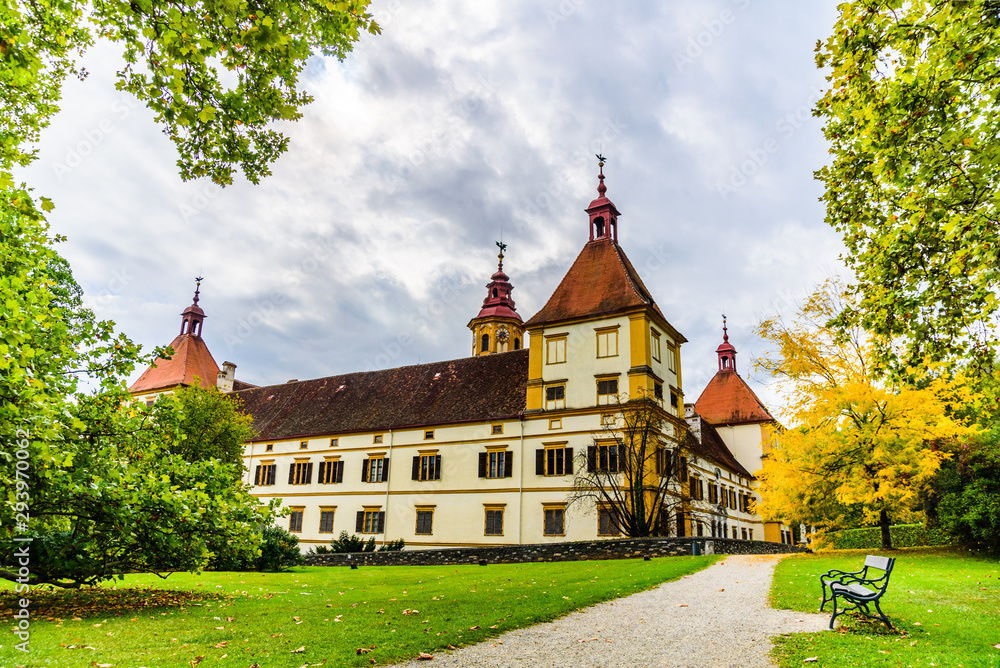 Obraz premium View at Eggenberg palace in Autumn tourist spot, famous travel destination in Styria.