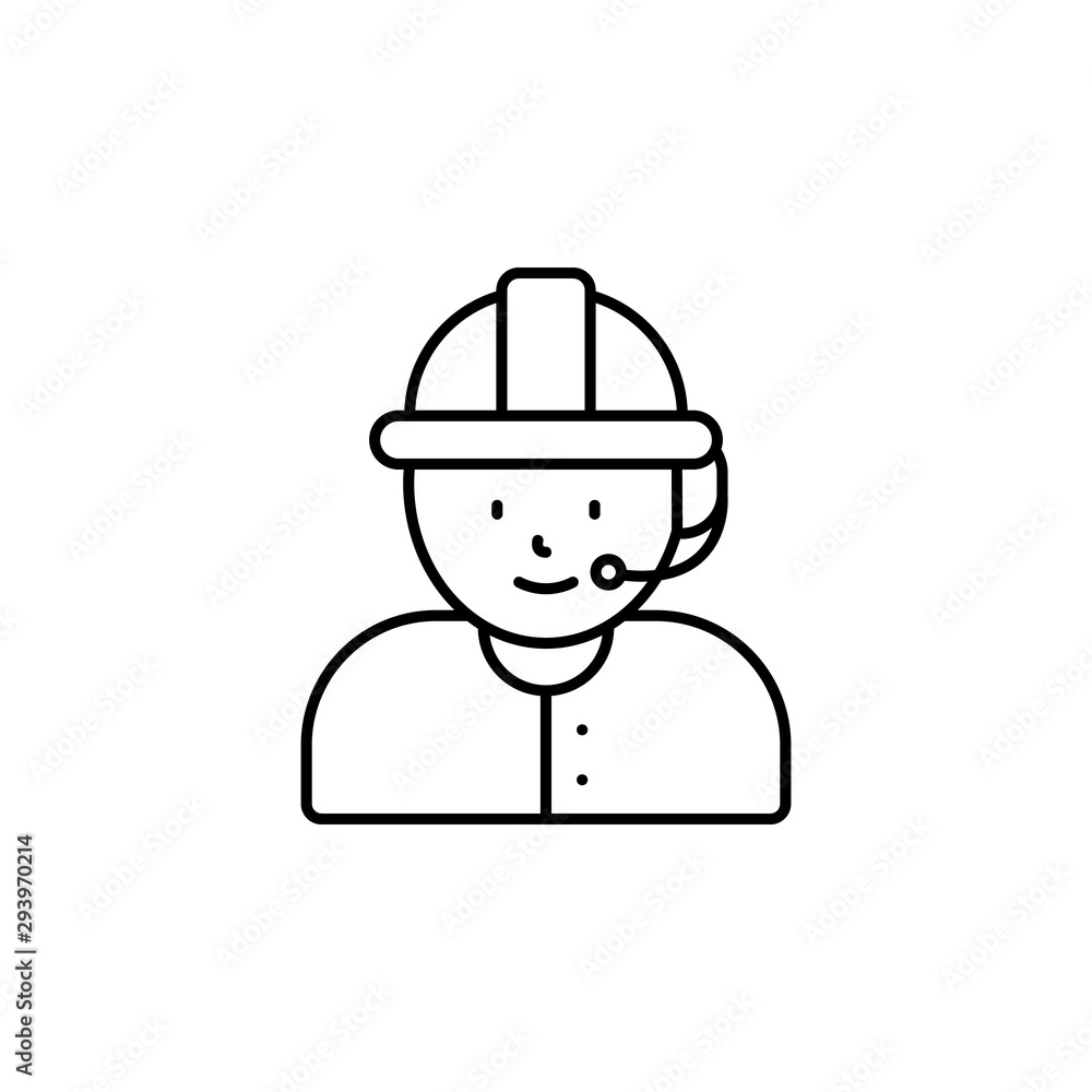 call center, avatar, engineer line icon on white background call center, avatar, engineer line icon on white background