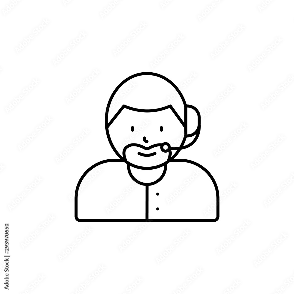 call center, avatar line icon on white background