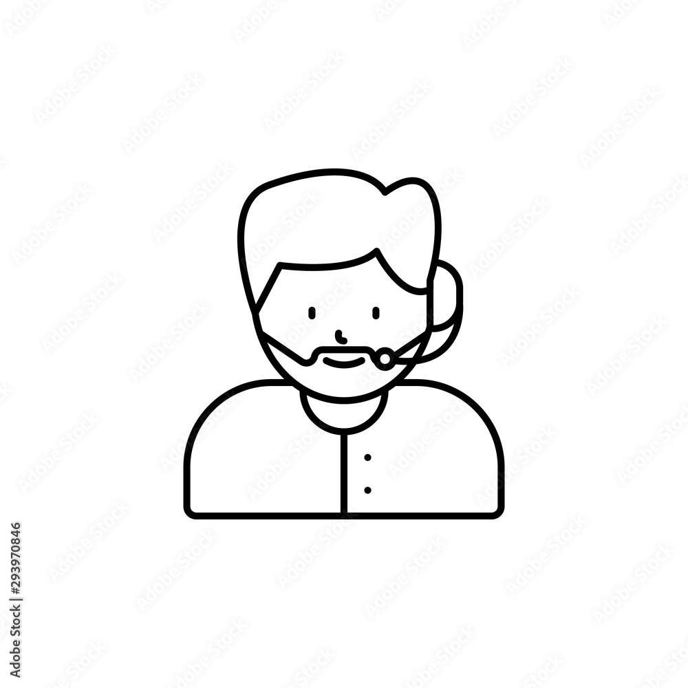 call center, avatar line icon on white background call center, avatar line icon on white background