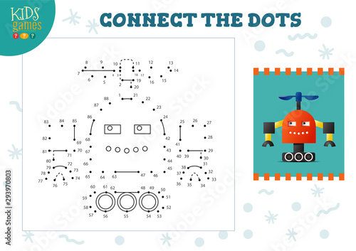 Connect the dots kids game vector illustration