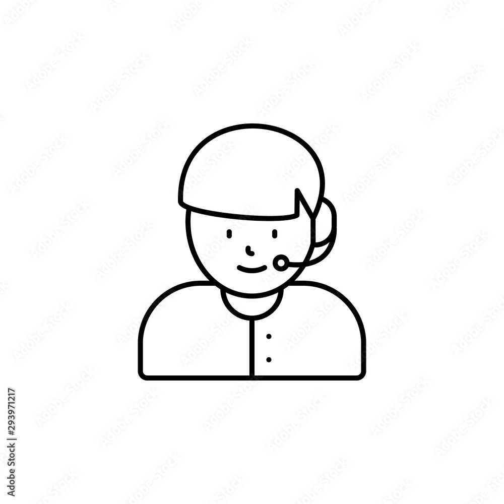 call center, avatar line icon on white background call center, avatar line icon on white background