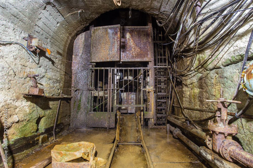 Mine ore shaft tunnel drift underground cage