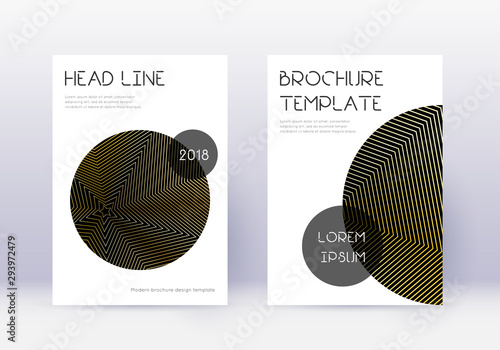 Trendy cover design template set. Gold abstract li