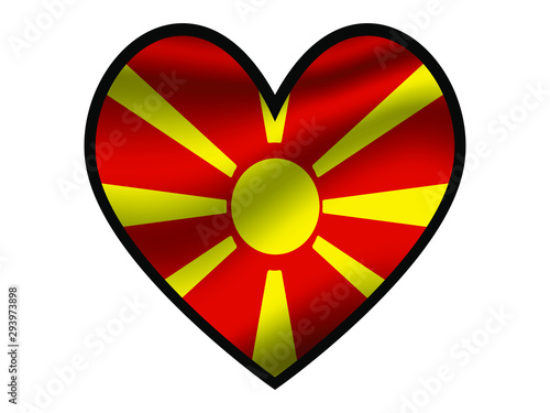 Free Download Macedonia National flag inside Big heart. Original color and proportion. vector illustration, from world countries of all continent set. Isolated on white background - GFXLoad