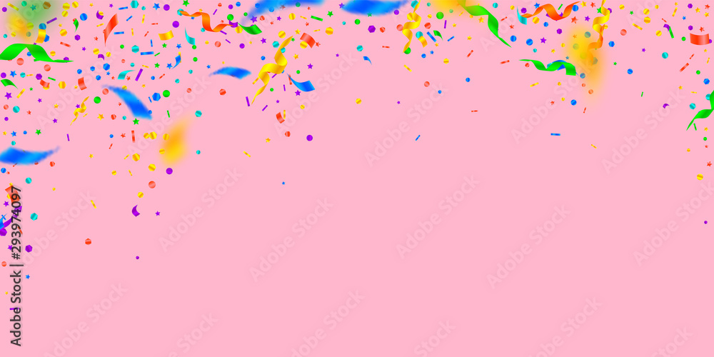 Streamers and confetti. Festive tinsel and foil ri Streamers and confetti. Festive tinsel and foil ri