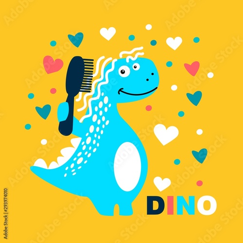 Cute dinosaur with hair comb