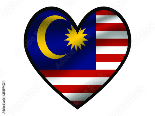 Free Download Malaysia National flag inside Big heart. Original color and proportion. vector illustration, from world countries of all continent set. Isolated on white background - GFXLoad