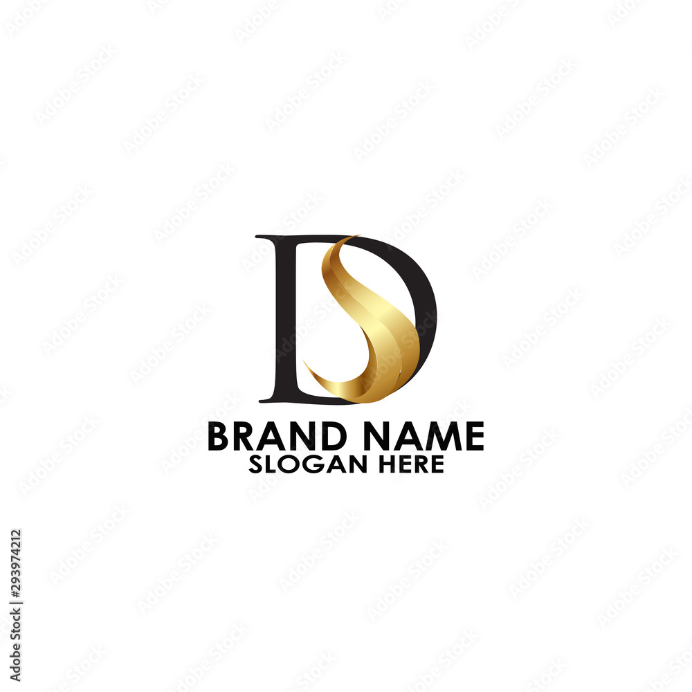 logo letter d with curve gold luxury logo vector logo letter d with curve gold luxury logo vector