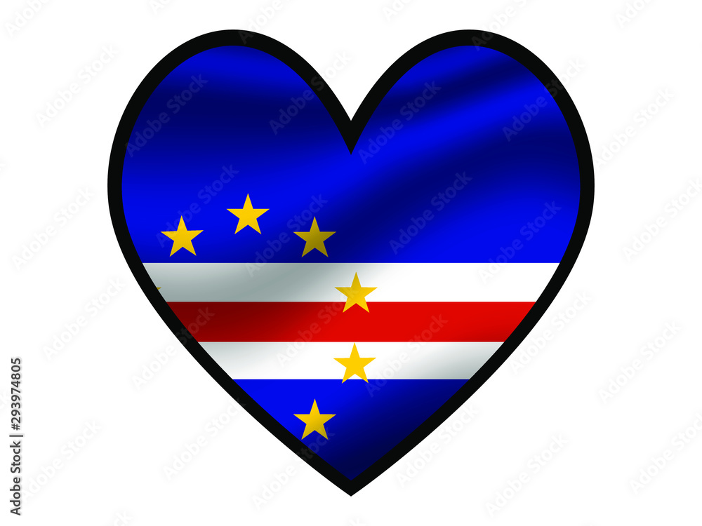 Cape Verde National flag inside Big heart. Original color and proportion. vector illustration, from world countries of all continent set. Isolated on white background Cape Verde National flag inside Big heart. Original color and proportion. vector illustration, from world countries of all continent set. Isolated on white background