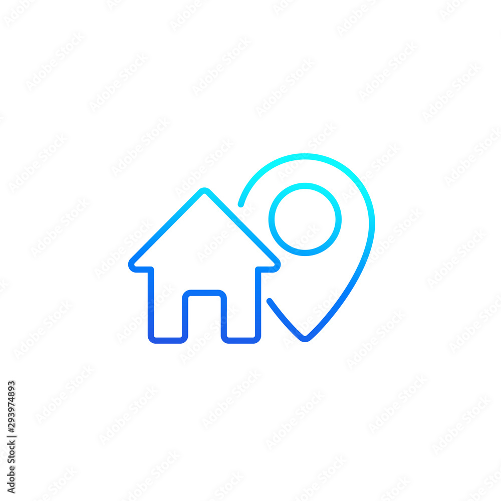 house and mark icon, line vector house and mark icon, line vector