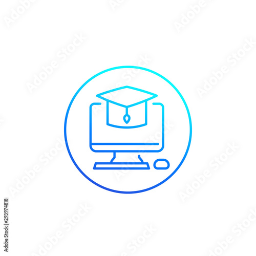 e-learning, online education line icon