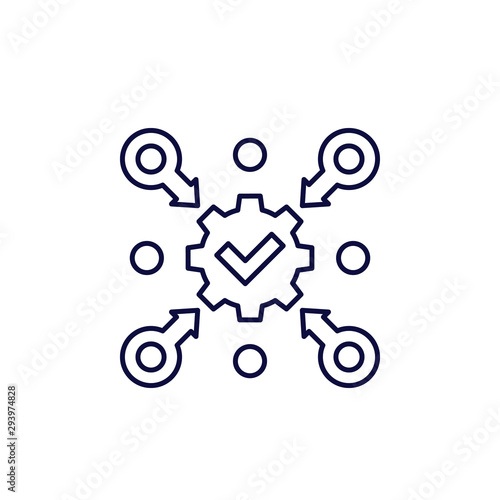 Execution, implement and execute line icon