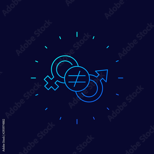 gender inequality line icon, vector