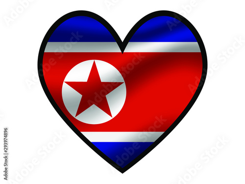Free Download North Korea  National flag inside Big heart. Original color and proportion. vector illustration, from world countries of all continent set. Isolated on white background - GFXLoad