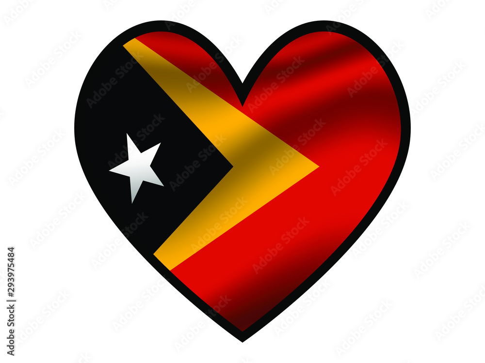 East Timor National flag inside Big heart. Original color and proportion. vector illustration, from world countries of all continent set. Isolated on white background East Timor National flag inside Big heart. Original color and proportion. vector illustration, from world countries of all continent set. Isolated on white background