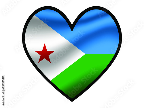 Free Download Djibouti National flag inside Big heart. Original color and proportion. vector illustration, from world countries of all continent set. Isolated on white background - GFXLoad