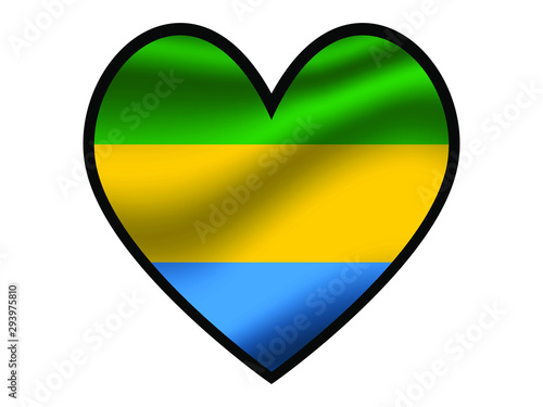 Free Download Gabon National flag inside Big heart. Original color and proportion. vector illustration, from world countries of all continent set. Isolated on white background - GFXLoad