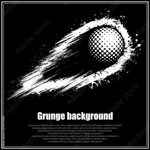 Black background with golf symbol and grunge movement path