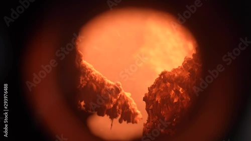 Fire of the burning process in a incineration plant
