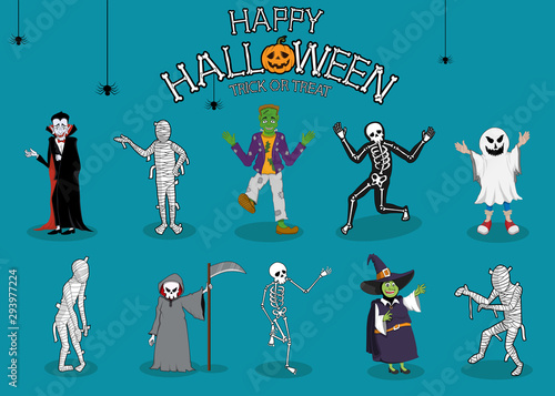 collection set of halloween monster costume