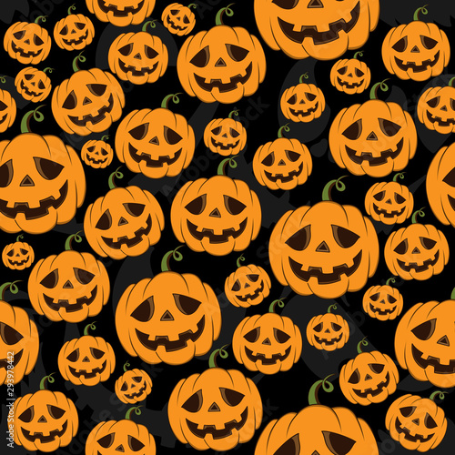 Seamless Pattern Halloween Pumpkins