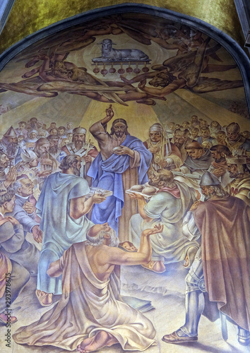 Triumph of Holy Communion, fresco in the church of St. Mark in Zagreb, Croatia