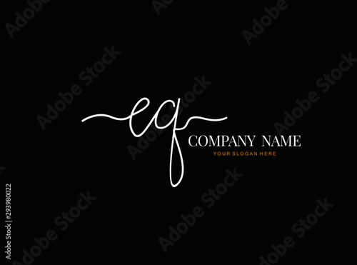 E Q EQ Initial handwriting logo design with circle. Beautyful design handwritten logo for fashion, team, wedding, luxury logo.