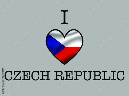 Czhech Republic  National flag inside Big heart and meaning i LOVE. Original color and proportion. vector illustration,  set. Isolated on gray background photo