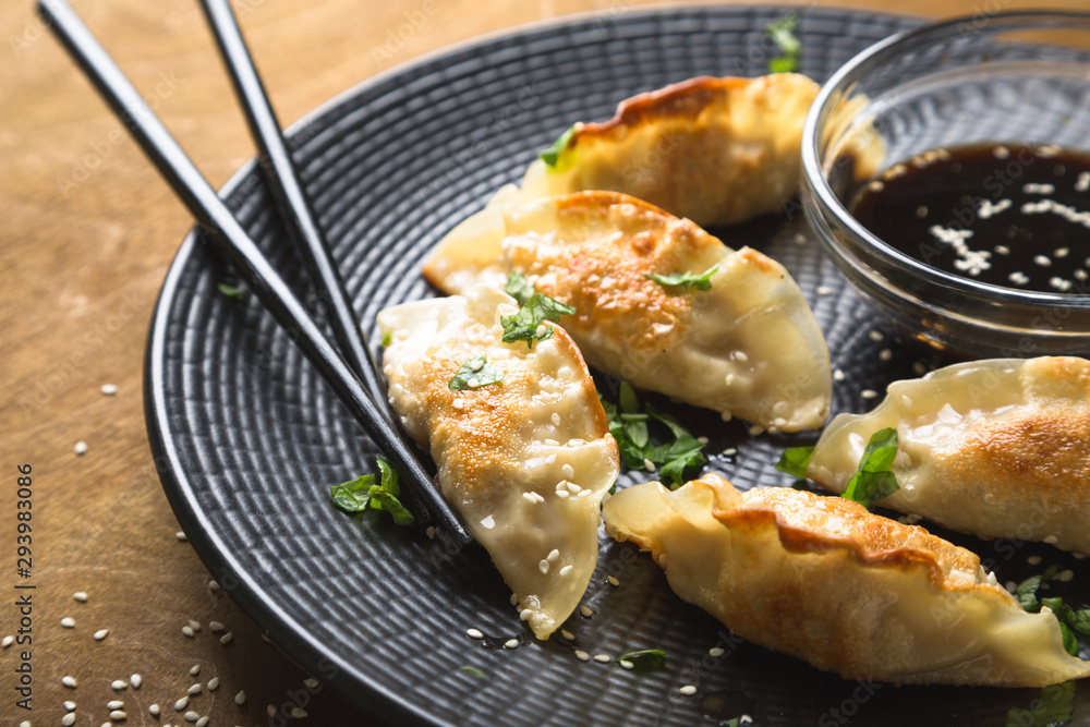 Asian fried dumplings with soy sauce Asian fried dumplings with soy sauce