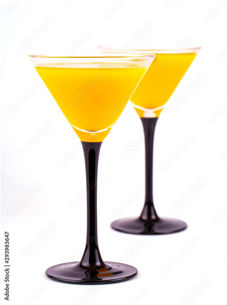 Orange juice glass, isolated on white background