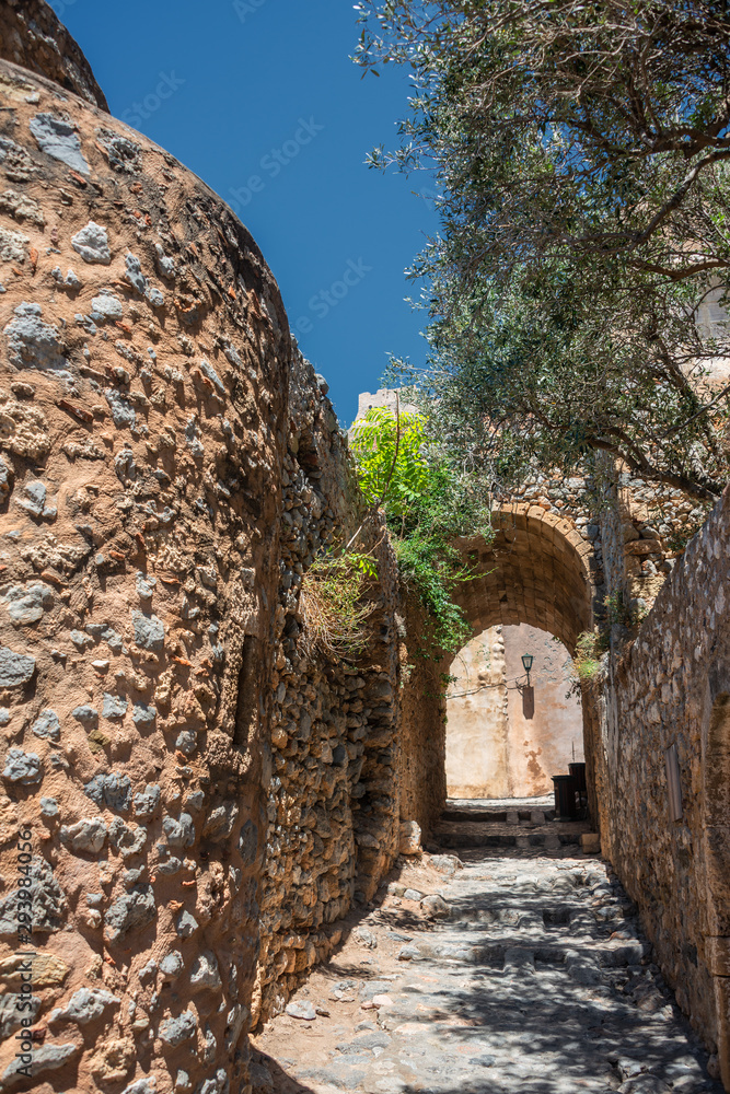 Impressions of The old village of Monemvasia, Peloponnese, Greece with its charming narrow Streets