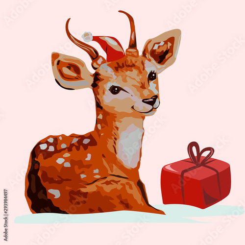 A fawn and a Christmas present