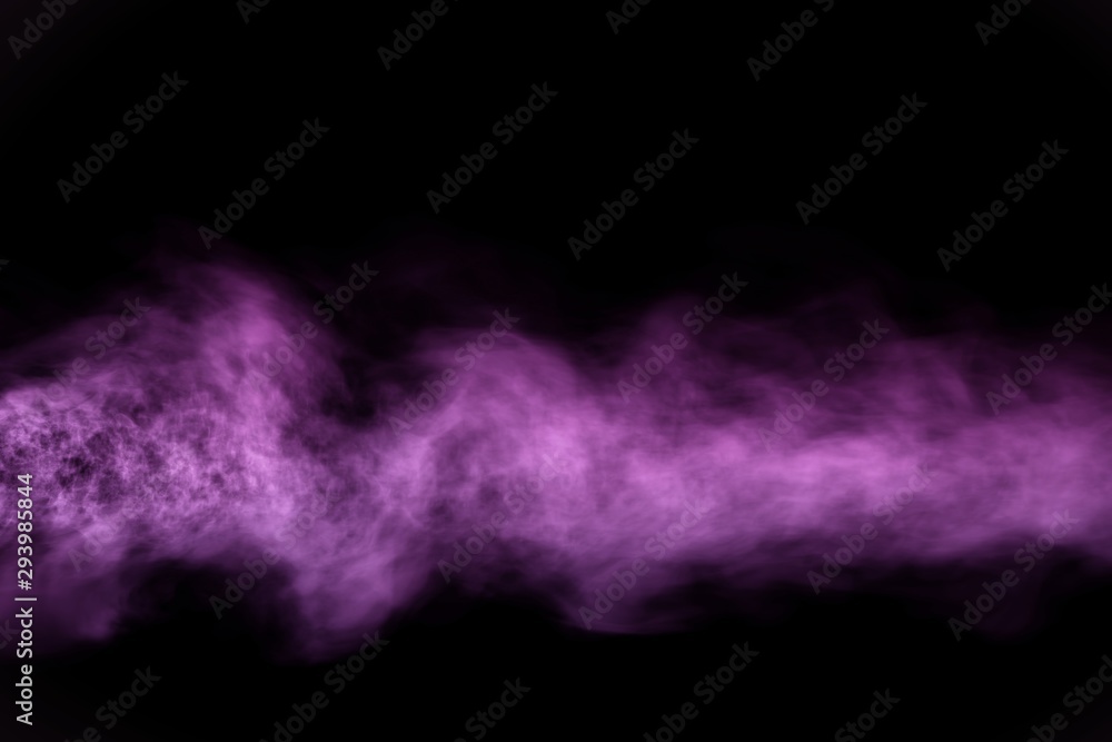 Cute dark visionary flat smoke line isolated on black - 3D illustration of smoke