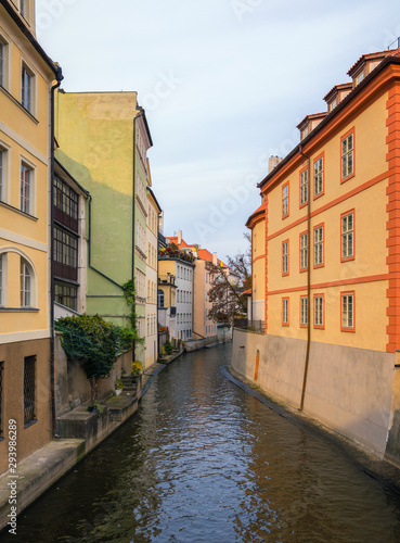 Prague Mala Strana canal and houses. Prague, Czech Republic