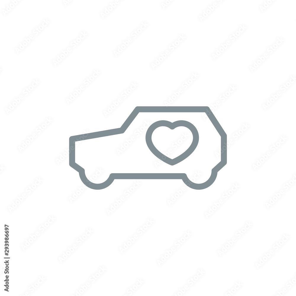 Fototapeta premium cardiogram auto heart outline flat icon. Single high quality outline logo symbol for web design or mobile app. Thin line sign design logo. repair gray icon pictogram isolated on white background
