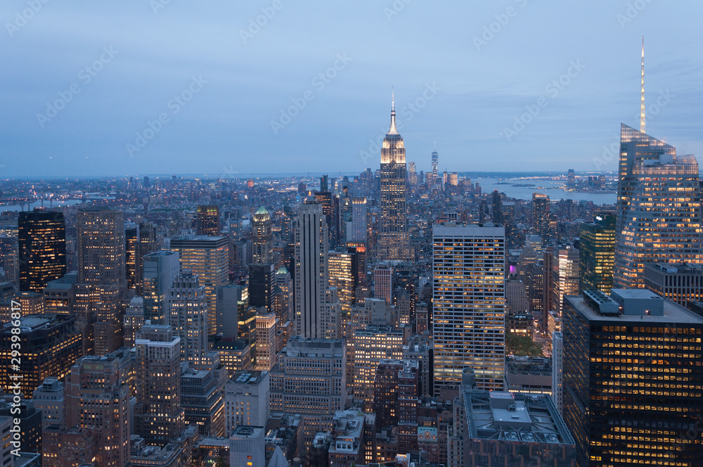 Panorama of New York City by night