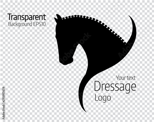 Transparent hand drawn black vector horse logo silhouette.