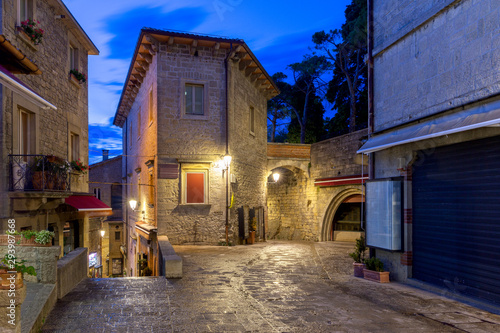 Fototapeta Naklejka Na Ścianę i Meble -  Republic San Marino. Old street at sunset.