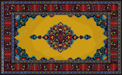Persian carpet original design, tribal vector texture. Easy to edit and change a few colors by swatch window.