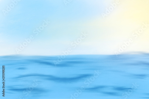 Illustration of Blue sea or ocean with sunny and open sky